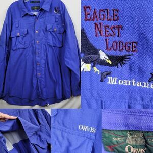 1999 ORVIS Hong Kong VINTAGE Orvis EAGLE NEST LODGE MONTANA FISHING SHIRT XXL